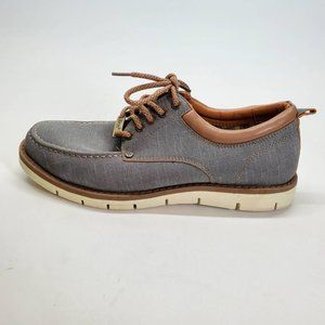KKYC Mens Boat Shoes Gray Faux Leather‎ Fabric Lace Up Round Moc Toe Casual 8